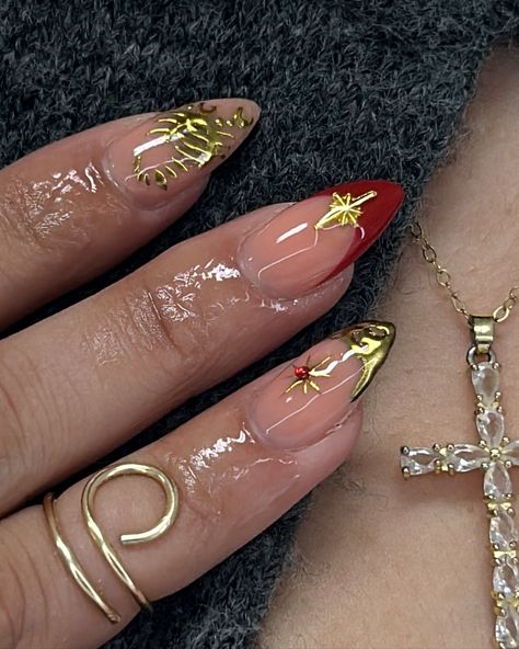 scorpio seasonnn 🦂♥️🔱 - Service: #buildergel #nails #gelnails #nailart #nailinspo Scorpio Inspired Nails, Scorpio Zodiac Nails, Scorpio Nails, Zodiac Nails, Scorpio Zodiac, Nail Inspo, Gel Nails, Nail Art, Nails