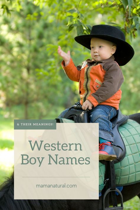 Western boy names offer unbridled style and vigor. From saddle-suited sweethearts to place names picks, we’ve got them all on this list. Western Boy Names, Western Boy, Rodeo Rider, Popular Baby Names, Mama Natural, Place Names, Baby Boy Names, Boy Names, Cool Names