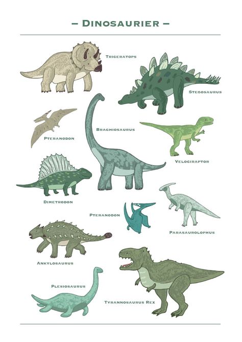 Dinosaur Posters, Dinosaur Drawing, Dinosaur Illustration, Jurassic World Dinosaurs, Nursery Poster, Dino Party, Kids Clipart, Prehistoric Animals, Cute Dinosaur