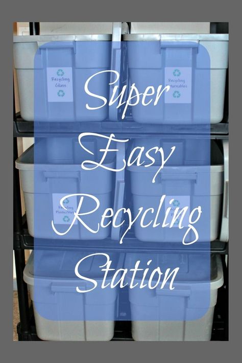 Pull together this super easy recycling station. Just use a corner of your garage and keep all of your recycling organized. Laundry Room Recycling Bin, Organizing Recycling Ideas, Organize Recycling Storage Solutions, Recycling Sorting Bins, Recycle Station Diy, Recycling Center Ideas, Recycling Organization Garage, Diy Recycling Station, Recycling Organization Ideas