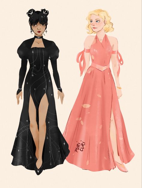 Illustration drawing girls pink black dress dresses design Wednesday addams wenclair character design cute couple Enid From Wednesday, Wednesday Outfit Ideas, Addams Family Cartoon, Wednesday Fanart, Wednesday Enid, Wednesday Art, Morticia And Gomez Addams, Wednesday Series, Wednesday Outfit