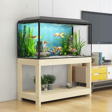 Fish Tank Table Ideas, Fish Tank Stand Ideas, Aquarium Stand Ideas, Wall Aquarium Design, Aquarium Living Room, Fish Tank Aesthetic, Modern Aquarium, Aquarium Table, Fish Tank Table