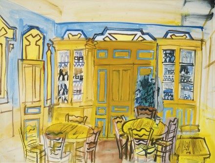 "Café Scene ", watercolor and gouache on paper by French artist painter Raoul Dufy (~1934), on the blog of Éric Bourdon. In 1926, while watching a little girl running on the dock of Honfleur, Raoul Dufy realized that the mind recorded color faster than the outline. He will then dissociate the colors and the drawing. Henri Matisse Dance, Maurice De Vlaminck, André Derain, Raoul Dufy, Fauvism, Print Inspiration, Cubism, Henri Matisse, French Artists