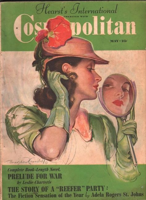 1940s Vintage Magazine Cover for Cosmopolitan- The Story Of A "Reefer" Party. Magazine Illustration/ 1940s Fashion/ 1940s Vintage Hat #1940s #1940sfashion #Magazine #Magazineillustration #vintagemagazine Magazine Wall, Old Magazine, Patron Vintage, Magazine Illustration, Old Magazines, Vintage Poster Art, Art Collage Wall, Vintage Magazines, Vintage Magazine