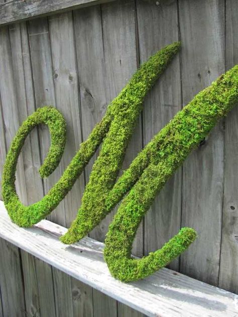 Moss Decorations, Moss Covered Letters, Moss Letters, Diy Moss, Moss Decor, Moss Covered, Rustic Wedding Signs, Moss Art, Diy Letters