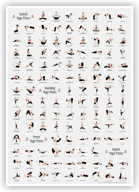 All Yoga Asanas, Yoga Asanas Names, Seated Yoga Poses, Standing Yoga Poses, All Yoga Poses, Popular Yoga Poses, Standing Yoga, Chair Pose Yoga, Yoga Poses Names