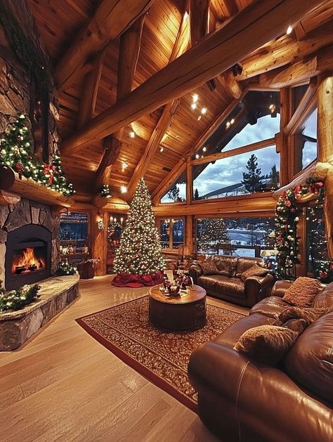 Chalet Christmas Decor, Chalet Aesthetic, Chalet Christmas, Luxury Christmas Decor, Log Cabin Ideas, Dream Life House, Elegant Table Settings, Luxury Christmas, Log Cabin Homes