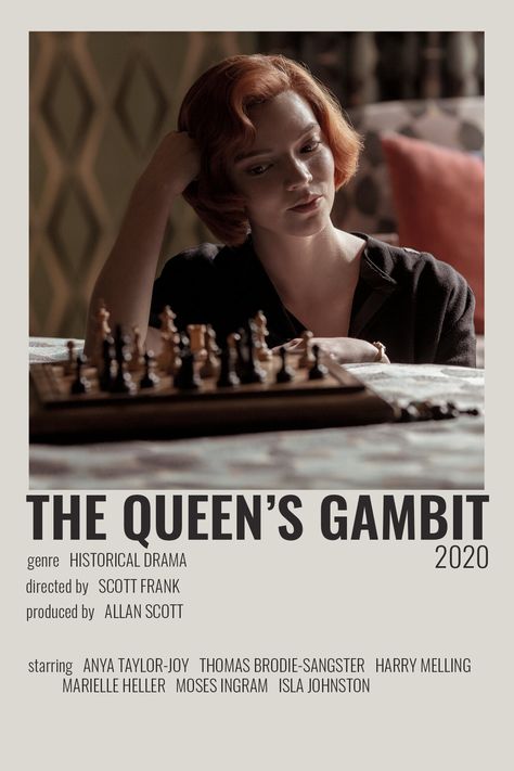 The Queen's Gambit, Polaroid Poster, Anya Taylor Joy, Thomas Brodie, Historical Drama, Thomas Brodie Sangster, Chess, Movies And Tv Shows, Movie Tv