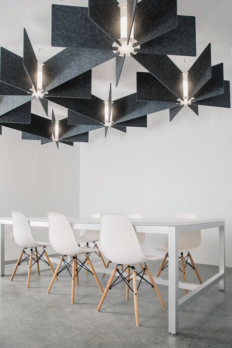 LightArt’s New Collection Seamlessly Blends Light and Acoustics Small Dining Room Decor, Sound Panel, Dining Room Makeover, Hospitality Design, Acoustic Panels, Dining Room Lighting, Modern Dining Room, Room Lights, Ceiling Design