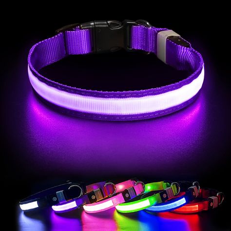 PcEoTllar Light up Dog Collar for Night Walking - LED Dog Collar Light Rechargeable Color Changing, Glow in The Dark Dog Collars Waterproof Glowing Dog Collars for Large Small Medium Dogs (As an Amazon Associate I earn from qualifying purchases) Waterproof Dog Collar, Dog Light, Led Dog Collar, Dog Branding, Up Dog, Rechargeable Light, Personalized Dog Collars, Dog Training Collar, Dog Barking