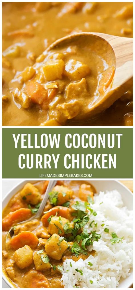 Yellow Coconut Curry, Cambodian Recipes, Yellow Curry Chicken, Coconut Curry Chicken Recipes, Curry Chili, Salat Wraps, Coco Curry, Coconut Curry Recipes, Life Made Simple