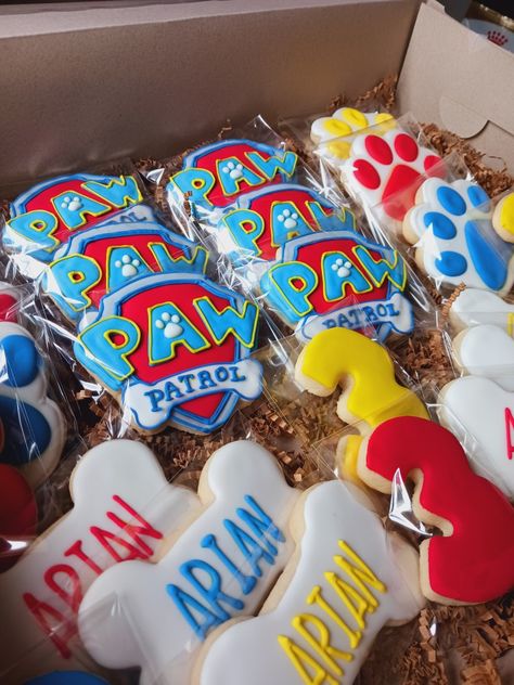 Paw Patrol Birthday Desserts, Paw Patrol Birthday Goodie Bags, Paw Patrol Birthday Party Favors, Paw Patrol Birthday Treats, Paw Patrol Party Treats, Paw Patrol Decorated Cookies, Paw Patrol Treat Table, Paw Patrol Treats Ideas, Paw Patrol Mighty Pups Birthday Party