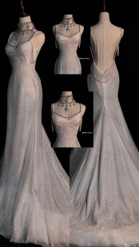 #weddingdresses Floor Length Fairy Dress, Very Fancy Dresses, Wedding Dress Lana Del Rey, 90s Wedding Dress Simple, Fitted Silhouette Wedding Dress, White Vivienne Westwood Dress, White Prom Dresses Aesthetic, Wedding Dresses Magical, Long Elegant Wedding Dresses