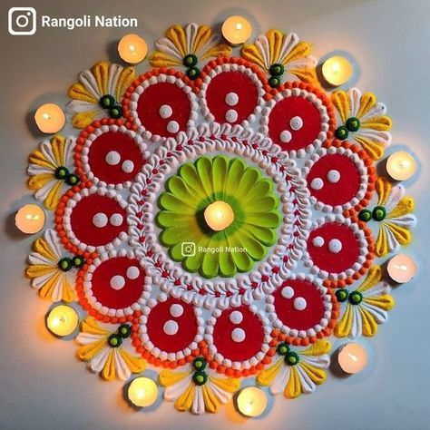 Rangoli Designs Easy And Aesthetic, Rangoli Design For Deepavali, Easy Rangoli Designs Diwali Aesthetic, Beautiful Diwali Rangoli Designs Latest, Diwali Festival Rangoli Design, Flower Border Rangoli Design, Rangoli Design Flower Pattern, New Rangoli For Diwali, Beautiful Rangoli Ideas