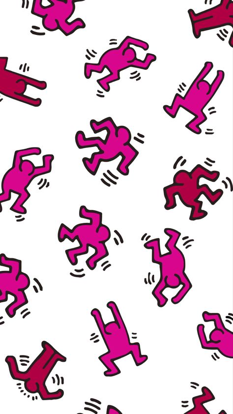 Keith Haring Widget, Keith Haring Wallpaper, Keith Haring Background, Phone Wallpaper Keith Haring, Pink Keith Haring, Keith Haring Love Heart, Bape Wallpaper Iphone, Pastel Color Background, Keith Haring Art