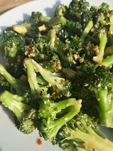 Sesame Ginger Marinated Broccoli — Audrey Akin Marinated Broccoli, Melissa Clark, Raw Broccoli, Sesame Ginger, Cooked Vegetables, Vegetable Side Dishes, I Know It, The New York Times, New York Times