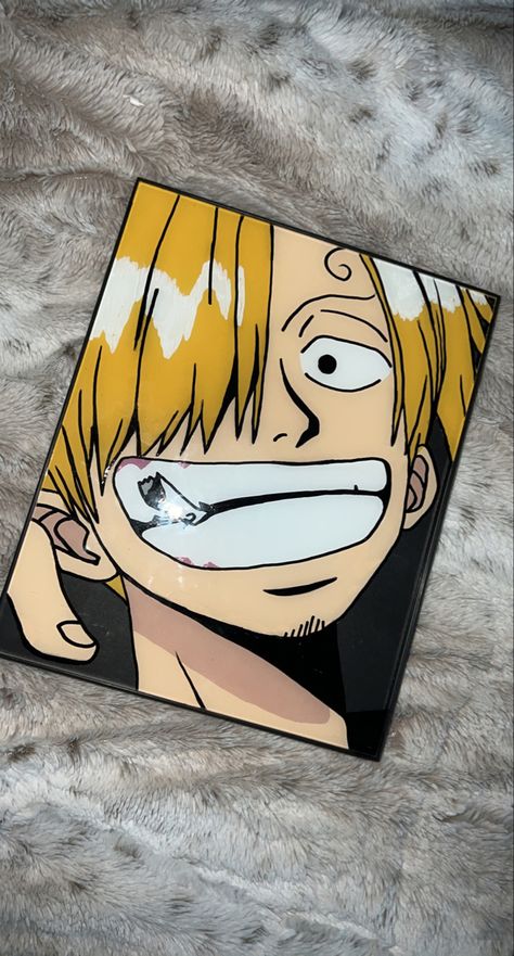 My painting with more to come☺️ One Piece Painting Easy, One Piece Painting Ideas, One Piece Painting Canvases, One Piece Anime Painting, One Piece Canvas Painting, Sanji Tattoo, Sanji Drawing, One Piece Painting, Anime Canvas Painting