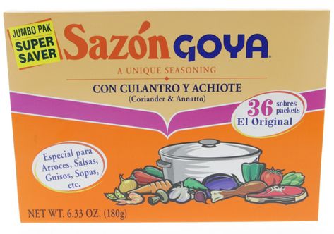 Free 2-day shipping on qualified orders over $35. Buy Sazon Goya with coriander and annatto, 6.33 Oz at Walmart.com Sazon Goya, Sazon Seasoning, Mexican Seasoning, Spanish Dishes, Foil Packets, Food Pantry, Just Cooking, Adobo, Seasoning Mixes