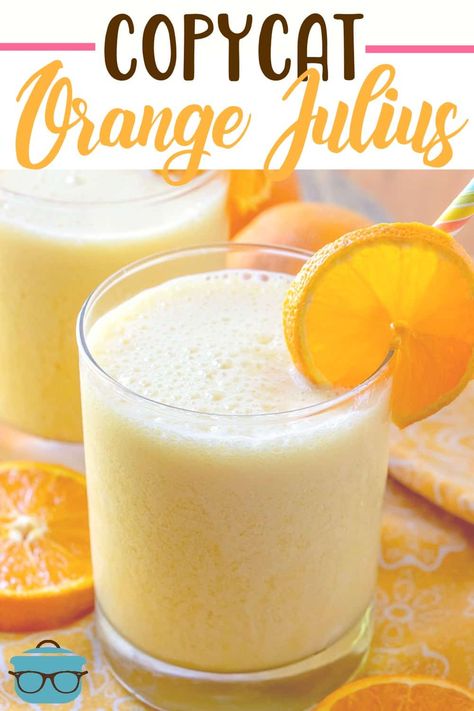 COPYCAT ORANGE JULIUS (+Video) - drinks #drinks Easy Orange Julius Recipe, Copycat Orange Julius, Orange Julius Recipe, Orange Drink, Mall Food Court, Orange Julius, Orange Drinks, Summertime Drinks, Country Cook