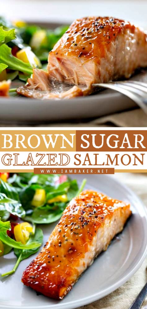 Brown Sugar Glazed Salmon, Salmon Dinner Recipes, Salmon Recipes Baked Healthy, Salmon Glaze Recipes, Fish Dinner Recipes, Recipe For Dinner, Brown Sugar Glaze, Easy Salmon Recipes, Tasty Dinner