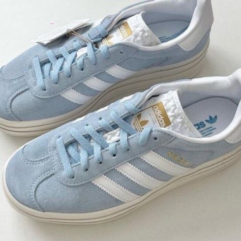 adidas Originals Gazelle Bold Women's Shoes Blue White Various Sizes Creative Shoe Storage, Shoe Storage Hacks, Adidas White Shoes, Gazelle Bold, Adidas Originals Gazelle, Creative Shoes, Preppy Shoes, Pretty Shoes Sneakers, Adidas Shoes Women