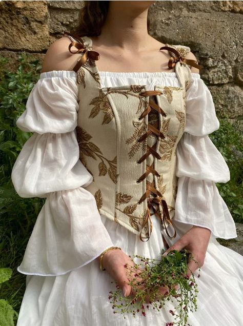 Renfair Outfits, Corset Dress Vintage, Peasant Bodice, Corset Brown, Corset Stays, Medieval Corset, Halloween Corset, Ren Faire Costume, Brown Corset