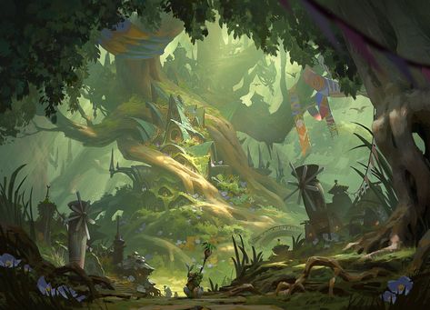 ArtStation - Magic: The Gathering Bloomburrow - Three Tree City Bloomburrow Art, Animal Burrow, Fair Folk, Landmarks Art, Mtg Art, Color Script, Setting Ideas, Fandom Games, Fantasy Story