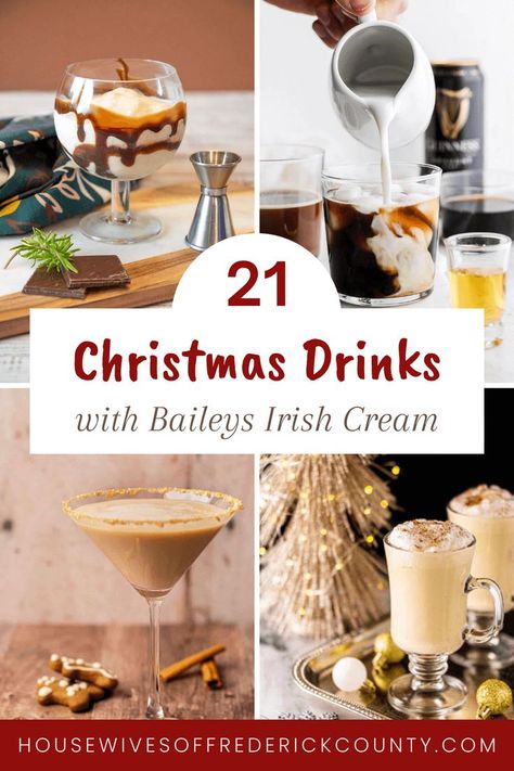 best Christmas drinks with Baileys Irish Cream - Baileys Christmas Cocktail recipes Drinks With Baileys Irish Cream, Christmas Drinks With Baileys, Drinks With Baileys, Festive Christmas Drinks, Christmas Drink Ideas, Baileys Christmas, Peppermint Martini, Christmas Drink, Baileys Irish