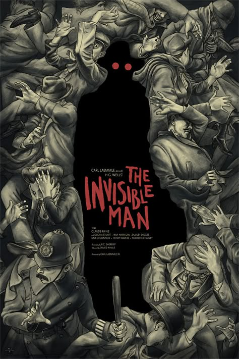 The Invisible Man Poster, Men In Black Poster, Gestalt Illustration, Gestalt Poster, The Invisible Man Book, Comic Book Cover Art, Mondo Posters, Poster Grafico, The Invisible Man