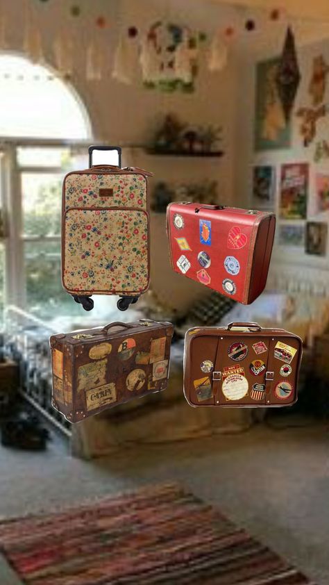 #suitcase #luggage Aesthetic Dump, Vintage Suitcases, Character Aesthetic, Suitcases, Quick Saves