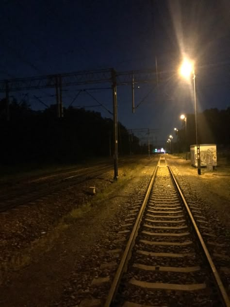 Train Aesthetic Pictures, Train Tracks At Night, Railroad Tracks Aesthetic, Train Track Aesthetic, Turn Off Your Feelings, Railroad Aesthetic, Quite Photos, Train Tracks Aesthetic, Y2k Background Aesthetic