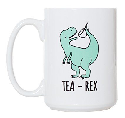 Tea-Rex Funny Tyrannosaurus Rex Mug - 15oz Deluxe Double-Sided Coffee Tea Mug Tea Rex Mug, Tea Rex, White Elephant Party, Dino Birthday, Tea Gifts, Tyrannosaurus Rex, Lego Duplo, Funny Coffee Mugs, Christmas Gifts For Women