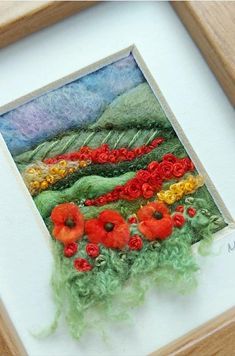 Felting Pictures Ideas, Needle Felting Pictures, Embroidered Poppies, Felting Pictures, Tea Dance, Wool Painting, Felt Wall Hanging, Needle Felting Diy, Wool Felt Projects