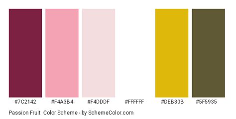 Color scheme palette image Passion Fruit Color Palette, Purple Hex, Purple Names, Hexadecimal Color, Green Name, Soda Drink, White Names, Pink Names, Color Plan