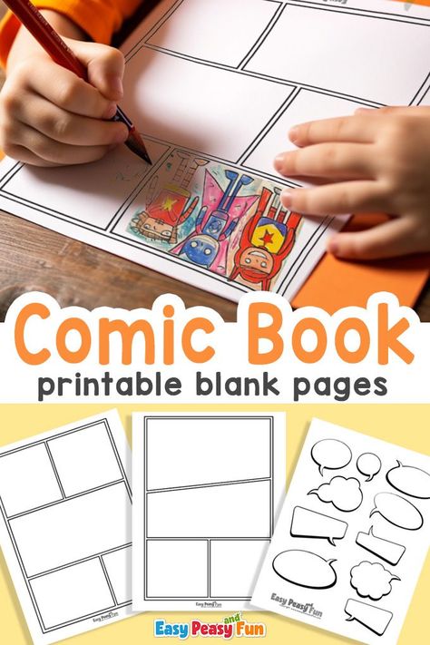 Free Printable Comic Book Blank Pages Comic Book Crafts, Make A Comic Book, Comic Book Template, Grandparent Day, Love Comic, Comic Book Drawing, Printable Christmas Coloring Pages, Fruit Coloring Pages, Free Comic Books