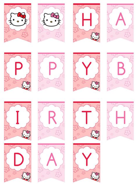 Hello Kitty Birthday Banner Template Hello Kitty Happy Birthday Banner, Hello Kitty Happy Birthday, Hello Kitty Happy, Hello Kitty Theme Party, Happy Birthday Banner Printable, Birthday Banner Template, Images Hello Kitty, Hello Kitty Printables, Hello Kitty Birthday Party