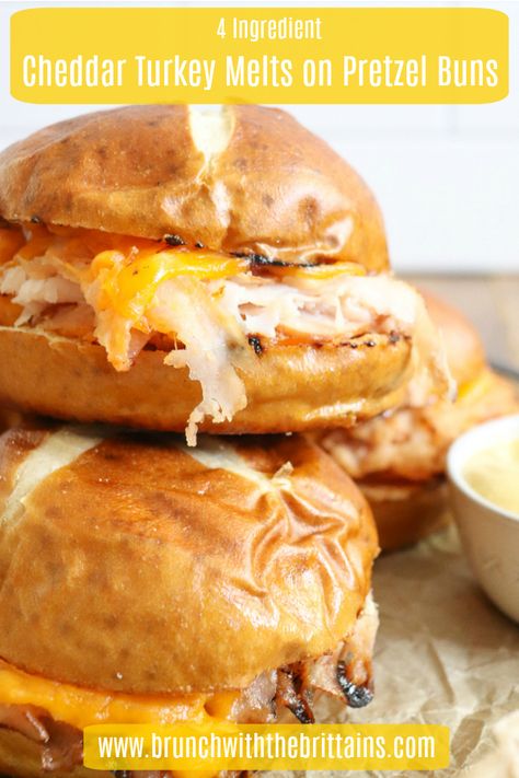 Paninis, Sandwich On Pretzel Bun, Turkey And Cheddar Sandwich, Pretzel Bun Chicken Sandwich, Turkey Sliders On Pretzel Rolls, What To Make With Pretzel Buns, Sandwiches On Pretzel Buns, Pretzel Rolls Sandwich, Sliders On Pretzel Buns