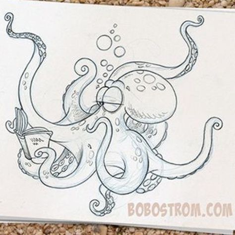 Octopus Cartoon Drawing, Cartoon Octopus Drawing, Drawings Of Octopus, Octopus Drawing Sketches, Cute Octopus Drawing, Cartoon Octopus, Octopus Drawing, Octopus Art, Easy Doodles Drawings