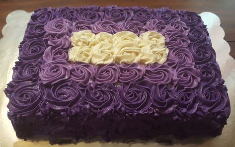 Purple rosette sheet cake Purple Sheet Cake, Rosette Cake Ideas, Rosette Sheet Cake, Flower Sheet Cake, Cake Sheet, Purple Cake, Rosette Cake, Flower Sheets, Purple Cakes