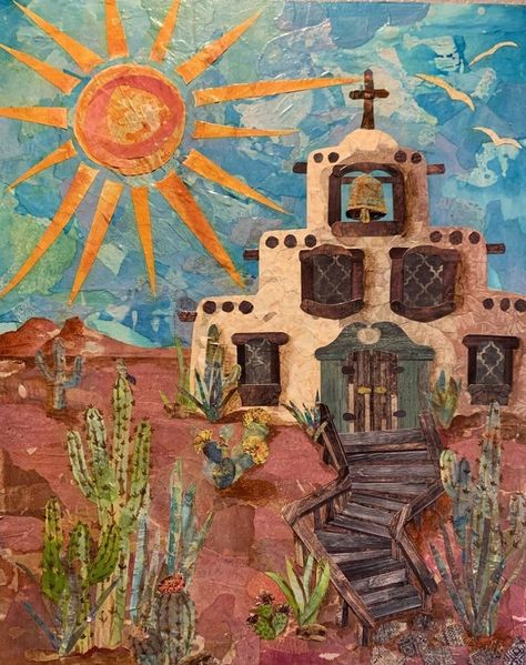 New Mexico Art Paintings, Mexican Aesthetic Art, Mexico Painting Easy, Santa Fe Aesthetic, Southwest Art Paintings, Southwest Artwork, Southwest Aesthetic, Mexico Painting, Mexican Art Painting