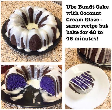 Ube Bundt Cake Recipes, Ube Bundt Cake, Moist Ube Cake Recipe, Ube Desserts Recipes, Island Desserts, Ube Cupcake Recipe, Ube Cupcakes, Ube Recipe, Ube Dessert Recipe