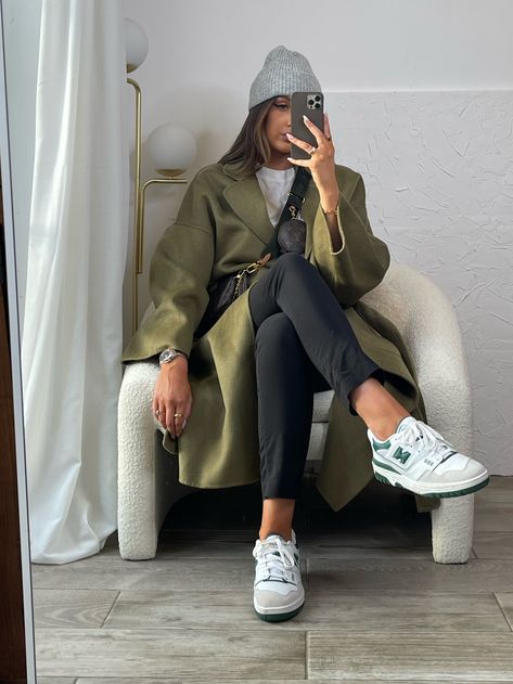 Witt Coat - Green curated on LTK Green 550 Outfit, New Balance 550 Green Outfit Woman, Long Green Jacket Outfit, Green Long Jacket Outfit, New Balance Green Outfit, Green Long Coat Outfit, Long Green Coat Outfit, Green Winter Coat Outfit, Olive Green Coat Outfit Winter