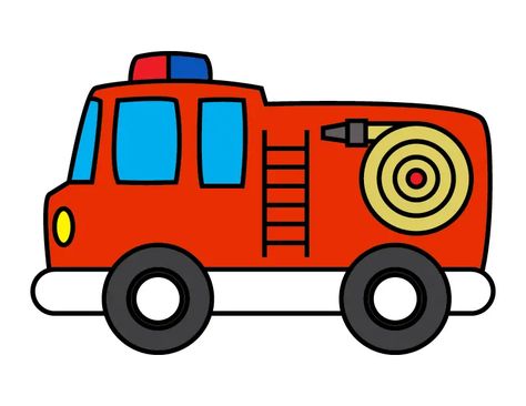 How To Draw a Red Firetruck For Children - Step By Step Line Illustration Guide - Rainbow Printables Kids Illustration Art, Illustration Art Ideas, Firefighter Drawing, Fire Truck Drawing, Community Helpers Crafts, Truck Drawing, English Learning Books, Line Doodles, Art Journal Cover