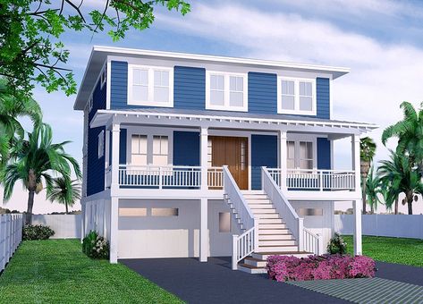 new_river_place_front Raised Houses, Low Country Homes Plans, Narrow Stairs, Low Country Homes, Beautiful Beach Houses, Cottage Coastal, Stairs Ideas, Coastal House Plans, Coastal House