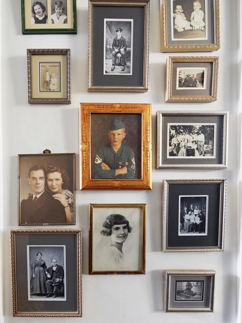 Old Family Portraits, Family Photo Gallery Wall, Hallway Gallery Wall, Feminine And Masculine, History Wall, Vintage Gallery, Family Photo Wall, Life In Pictures, Deck Paint