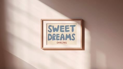 Sweet Dreams Darling Art Print | Bedroom Prints Nursery Wall Art Bedroom Posters Nursery Prints Bold Prints Horizontal Wall Art Pastel Decor Prints Horizontal, Horizontal Prints, Horizontal Art, Decor For House, Room Organization Bedroom, Wall Art Pastel, Wall Art Inspiration, Horizontal Wall Art, Print Bedroom