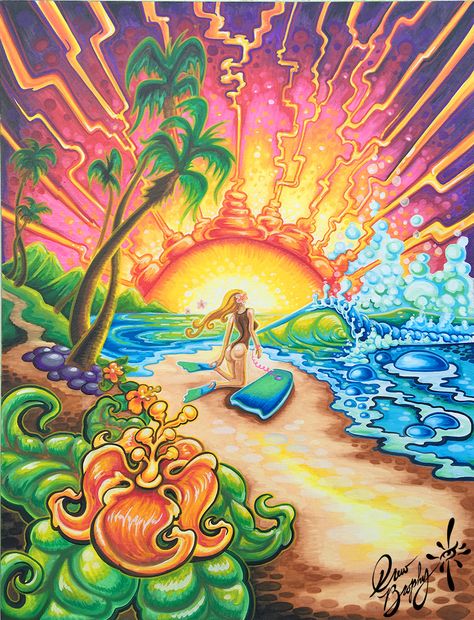 Drew Brophy Signature Surf Style Art - Drew Brophy - Surf Lifestyle Art Drew Brophy, Surf Painting, Art Galleries Design, Psychadelic Art, Hawaiian Art, Posca Art, Surfboard Art, Surf Lifestyle, Cow Painting