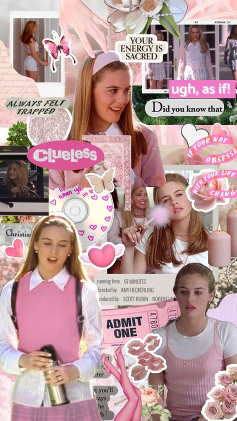 Clueless Drawings, Clueless Pink Outfit, Clulles Aesthetic, 90s Clueless Aesthetic, Cher Horowitz Wallpaper, Clueless Wallpaper Iphone, Clueless Aesthetic Wallpaper, Clueless Aesthetic, Clueless Movie