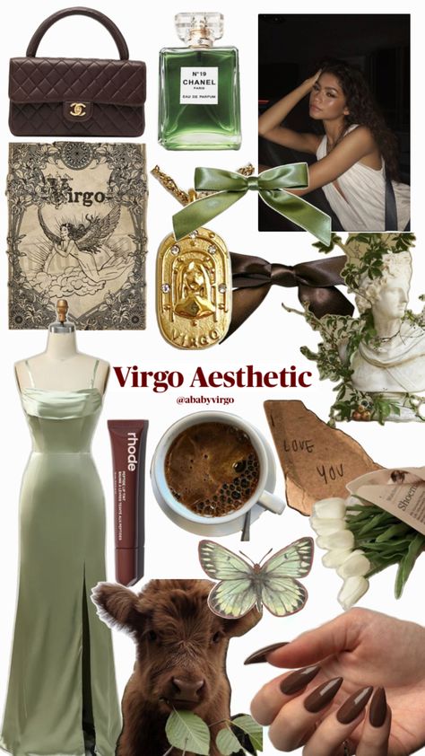 virgo, zodiac, star sign, green and brown aesthetic Green And Brown Aesthetic, Virgo + Core + Aesthetic, Virgo Earth Sign, Virgo Outfits, Virgo Aesthetic, Venus In Virgo, Virgo Goddess, Virgo Personality, Virgo Girl