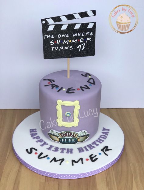 Friends theme 13th birthday cake 13 Yo Birthday Cake, 13yrs Old Birthday Ideas, 13th Birthday Cake Aesthetic, 13th Bday Cake Ideas, Cake Ideas For 13th Birthday Girl, Girls 13th Birthday Cake, 13 Birthday Cake Girl, 13 Year Girl Birthday Cake, Birthday Cakes For 13th Birthday Girl